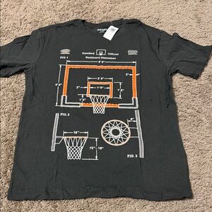 Old Navy Black and Orange Basketball Diagram Tee